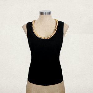 Cache black tank top with gold chain "collar"